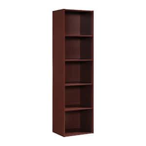 5-Shelf, 59 in. H Mahogany Bookcase