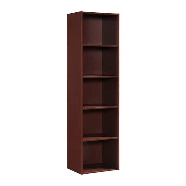 HODEDAH 5-Shelf, 59 in. H Mahogany Bookcase
