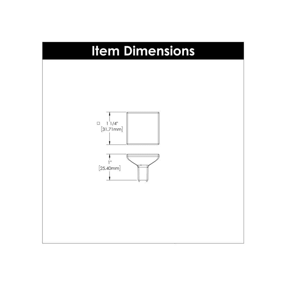 Matte Black Solid Metal Square Cabinet Knob