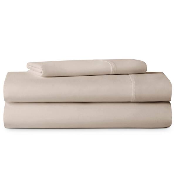 LUCID 3-Piece Tan Solid Microfiber Twin XL Sheet Set