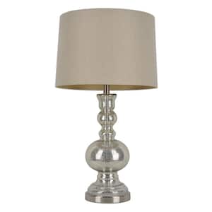 Mercury 29.5 in. Silver Table Lamp with Linen Shade