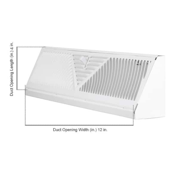 15 in. 3-Way Steel Baseboard Diffuser Supply in White