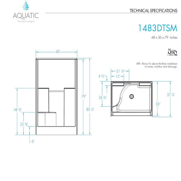 Aquatic Everyday Diagonal Tile AFR 48 in. x 36 in x 79 in. 1-Piece 