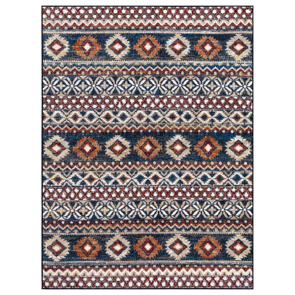 StyleWell Rosalynn Navy/MultiColor 5 ft. x 7 ft. Global Low Pile Area