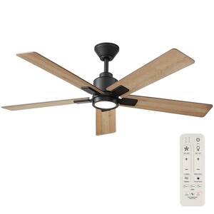 Zandra 52 in. White Changing Integrated LED Matte Black Smart Hubspace Ceiling Fan Light and Remote Included