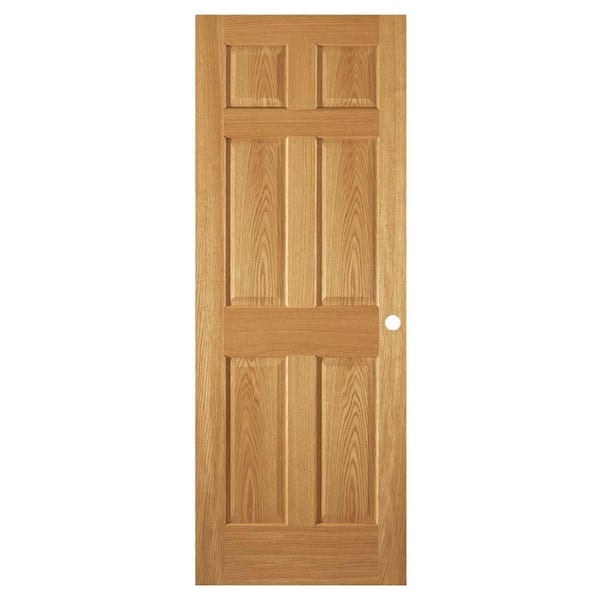 Steves & Sons 24 in. x 80 in. 6-Panel Unfinished Red Oak Interior Door Slab with Bore