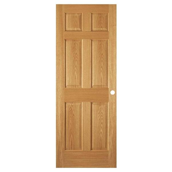 Steves & Sons 30 in. x 80 in. 6-Panel Unfinished Red Oak Interior Door Slab with Bore