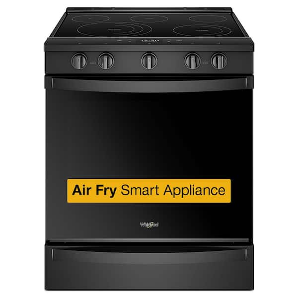 Whirlpool 6.4 cu. ft. 5 Burner Element Smart Slide-In Electric Range with Air Fry, When Connected in Black