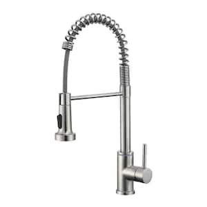 Single Handle Pull Down Sprayer Kitchen Faucet Single Handle with LED light in Brushed Nickel