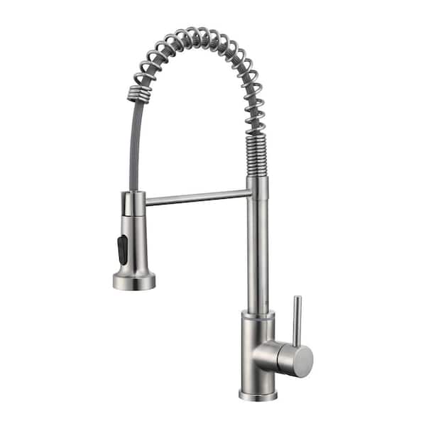 Single-Handle Pull-Down Sprayer Kitchen Faucet with LED Light in Stainless Steel Single-Handle Pull-Down Sprayer Kitchen Faucet with LED Light in Stainless Steel