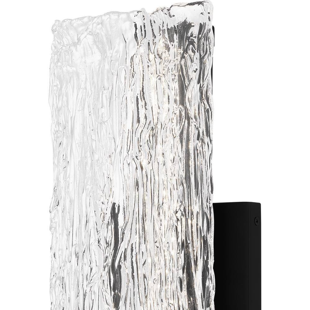 Winter Matte Black and Clear Textured Glass LED Wall Sconce