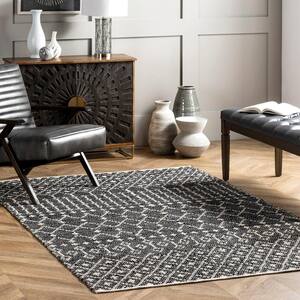 SALE Second Nature Online Rustic Black Multi Colour Leather Woven Rug 4 Sizes 