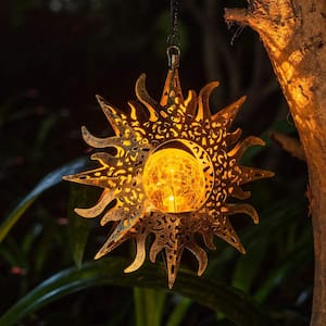 Solar Lights Outdoor Garden Decor Hanging Lanterns Decoration Metal Sunflower Gifts Waterproof