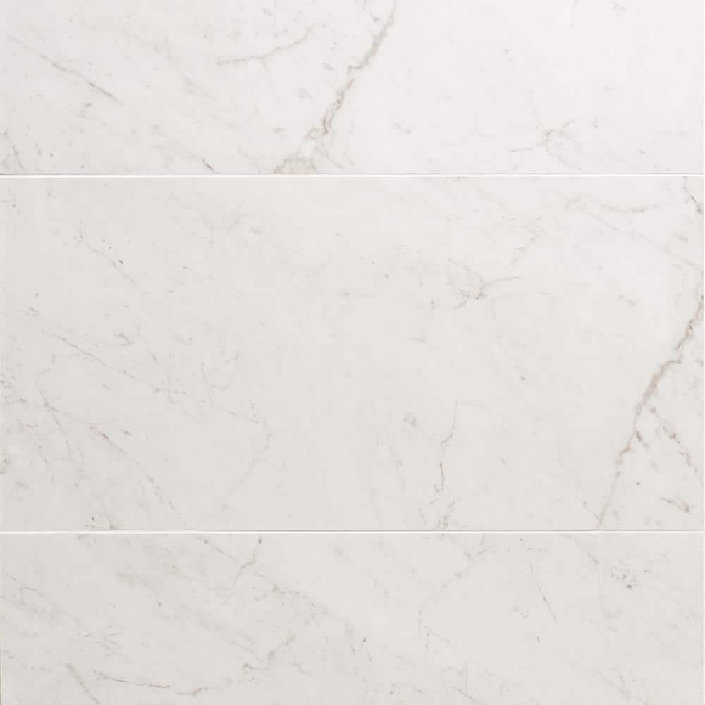 Saroshi Carrara Giola 12" x 24" Polished Marble Look Porcelain Tile