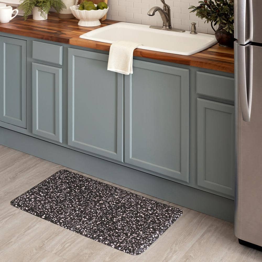 Black Terrazzo Anti-Fatigue Shower Mat with Cushion Core