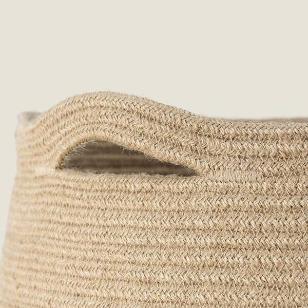Unbranded - 19.3 in. W x 19.3 in. D x 25.6 in. H Jute Laundry Basket Hamper White and Jute