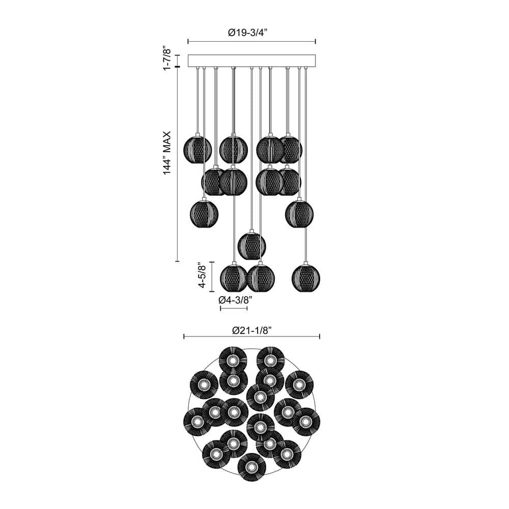 Marni Polished Nickel 18-Light LED Cluster Pendant