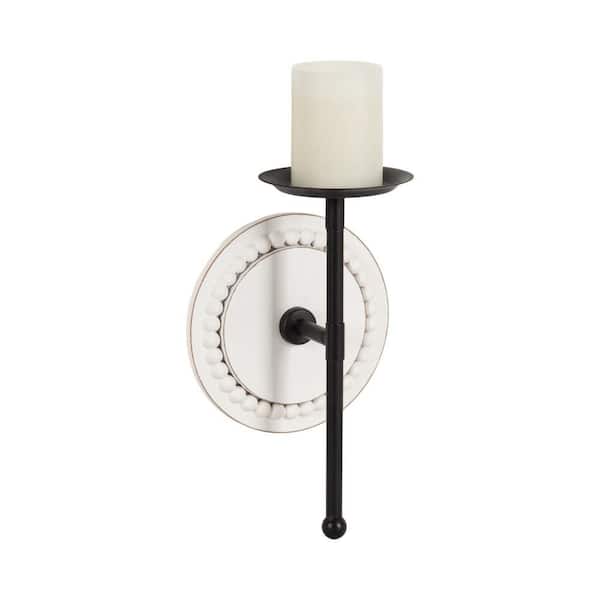 Letta Black/White Wood Wall Sconce