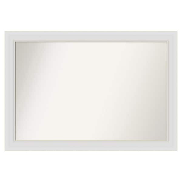 Flair Soft White Narrow 36 in. x 25 in. Custom Non-Beveled Satin Recyled Polystyrene Bathroom Vanity Wall Mirror
