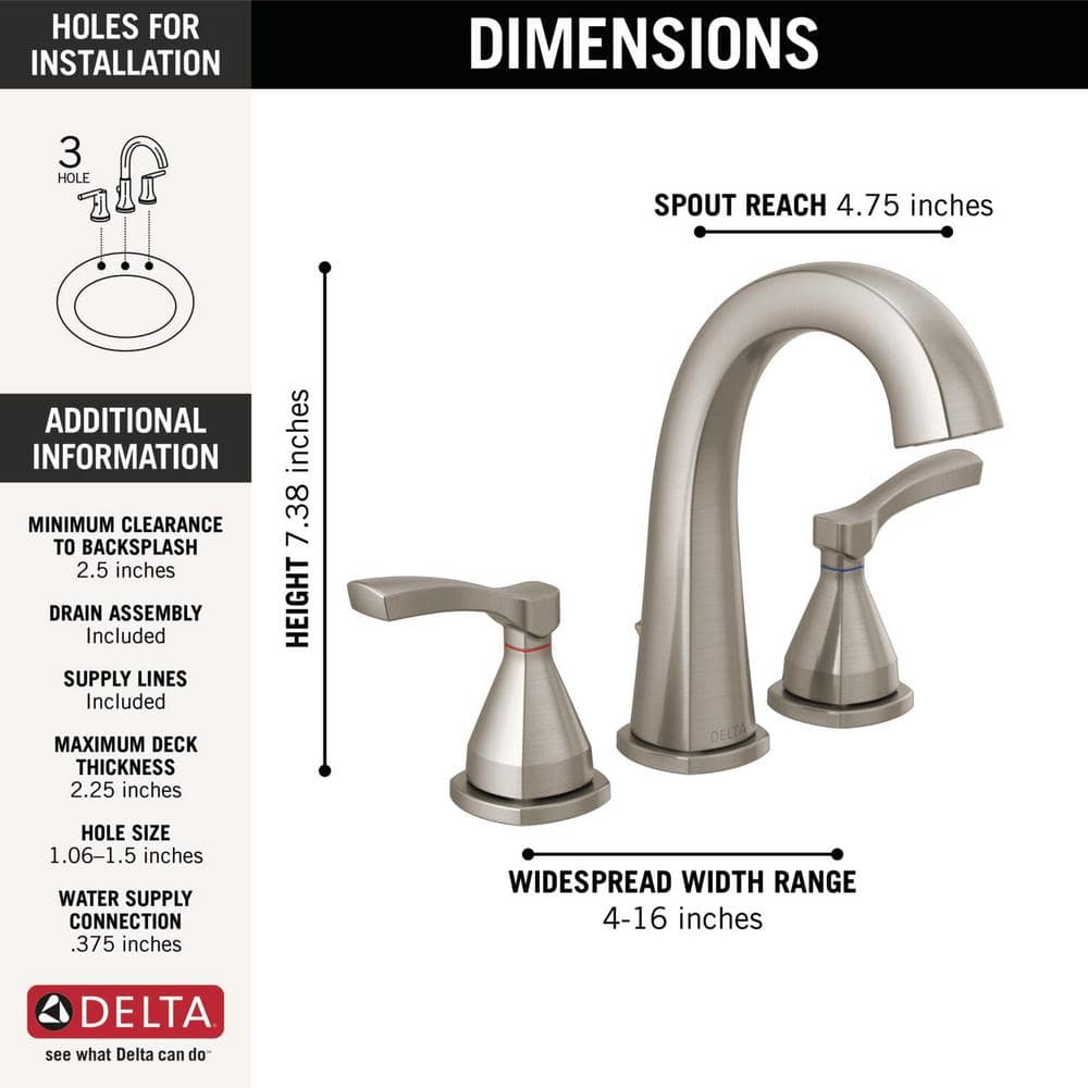 Modern Stainless Steel Widespread Bathroom Faucet with Dual Handles