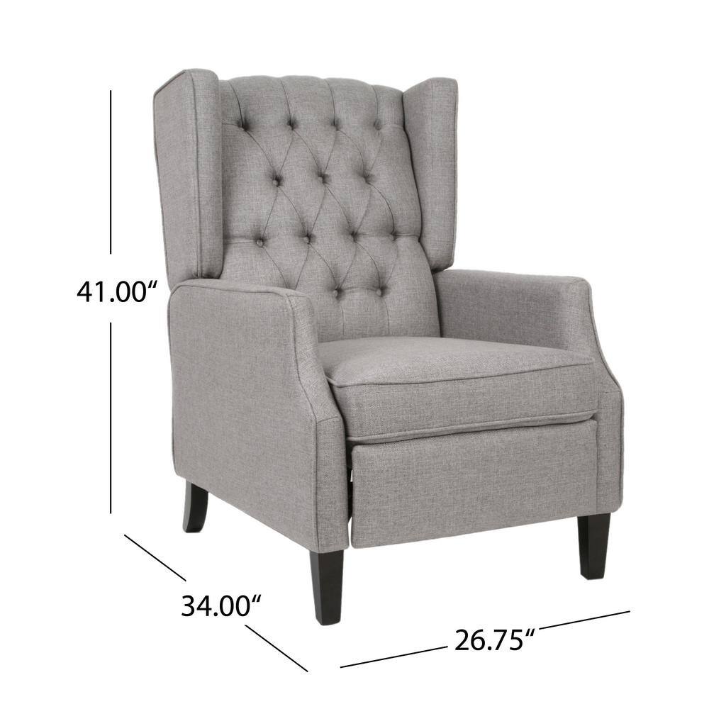 Gray Handcrafted Wingback Recliner with Tufted Upholstery