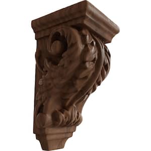 2-1/4 in. x 2-1/4 in. x 4-1/4 in. Unfinished Wood Mahogany Extra Small Acanthus Corbel
