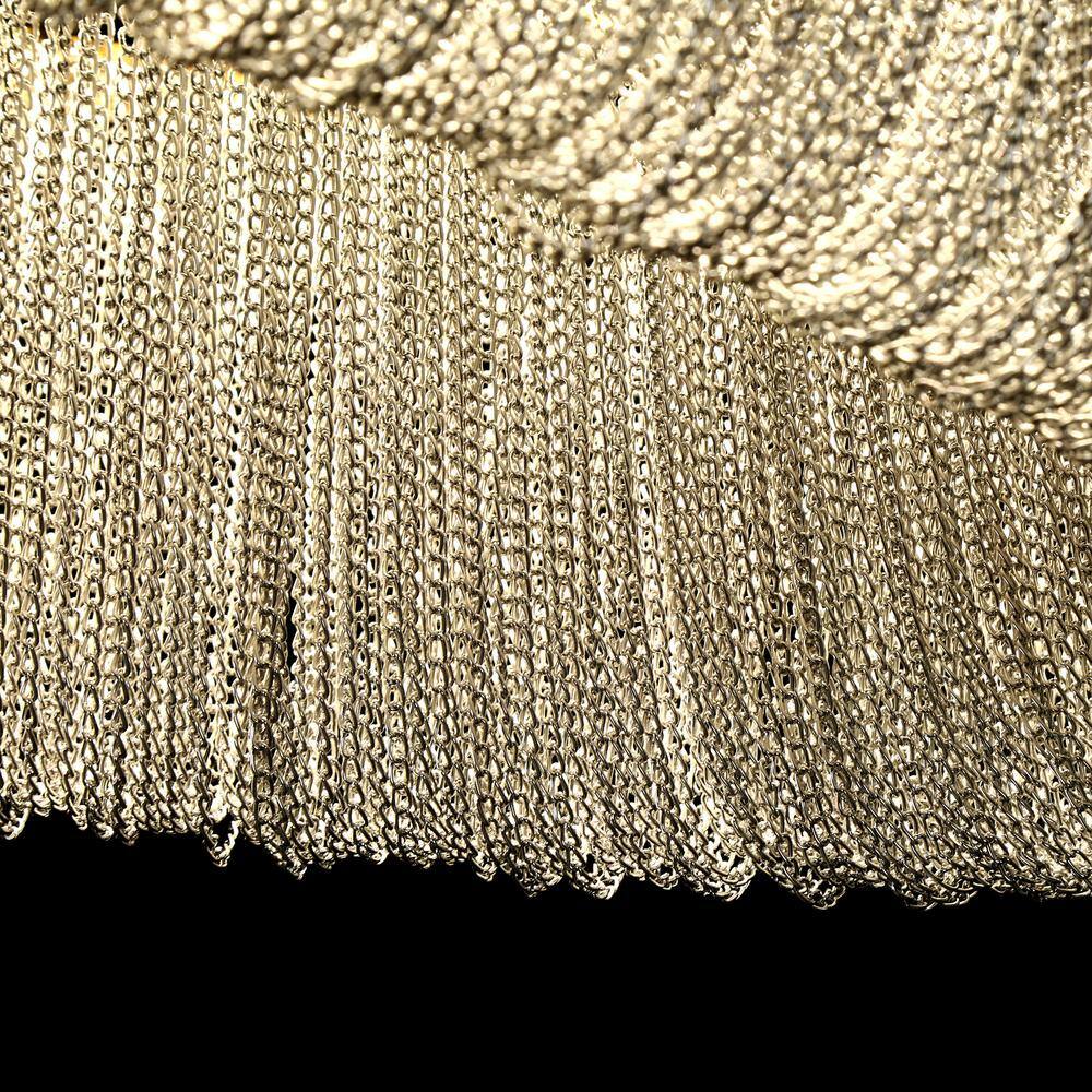Brass Oval LED Chandelier with Metal Tassel Accents