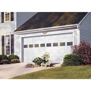 Classic Steel Short Panel 9 ft x 7 ft Insulated 6.5 R-Value  White Garage Door with Windows