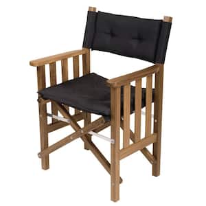 Teak Director's Chair with Black Cushion 18-1/2 in.