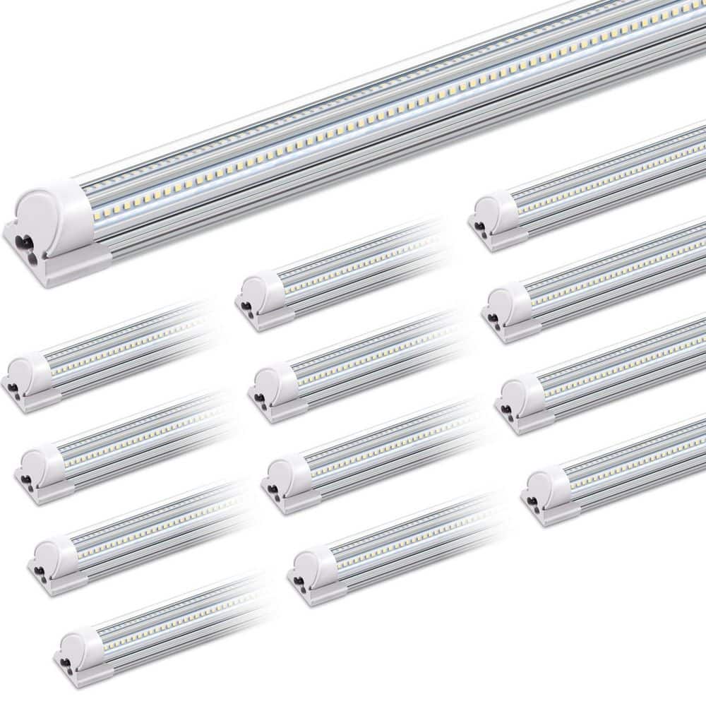 8 ft. 100-Watt 15000LM 6500K LED Shop Light, Linkable T8 Fixture with Clear Cover, V Shape Tube Lights, 1(2-Pack) price history on PriceWatchPro