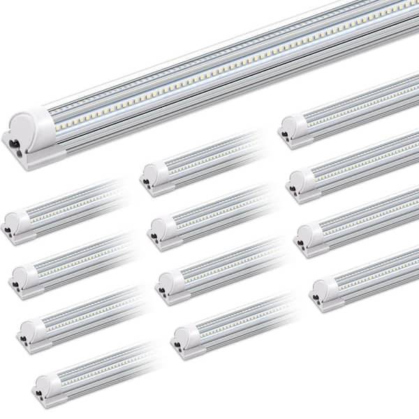 8 ft. 100-Watt 15000LM 6500K LED Shop Light, Linkable T8 Fixture with Clear Cover, V Shape Tube Lights, 1(2-Pack)