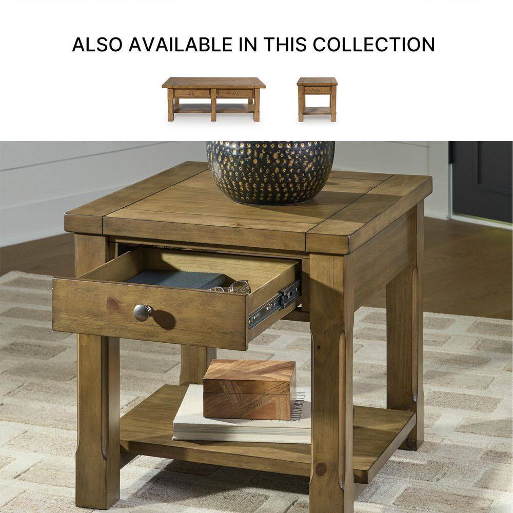 Vandenmore 24 in. Light Brown Rectangle MDF End Table with Shelves - thumbnail 8