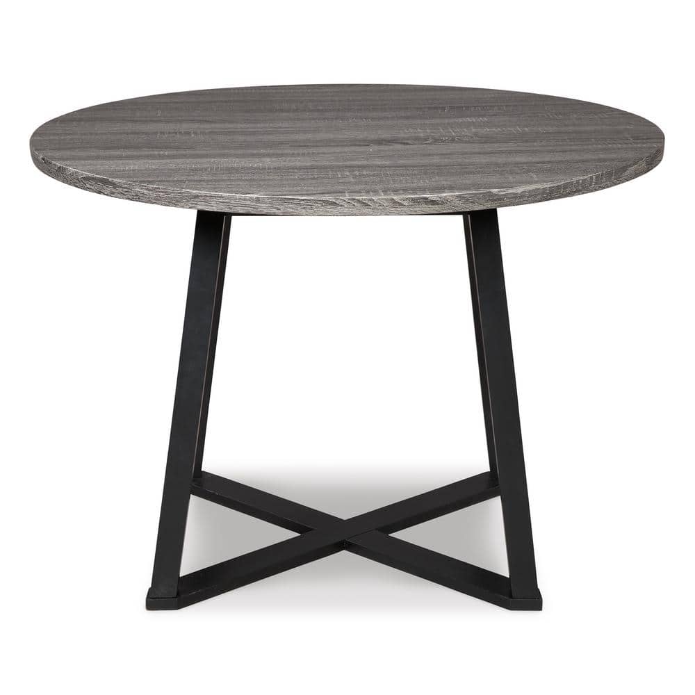 Centiar 42" Contemporary Industrial Black/Gray Round Dining Table