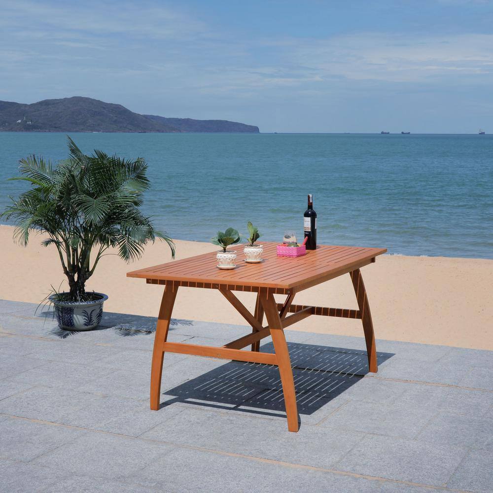 Natural Eucalyptus 4-Person Rectangular Outdoor Dining Set