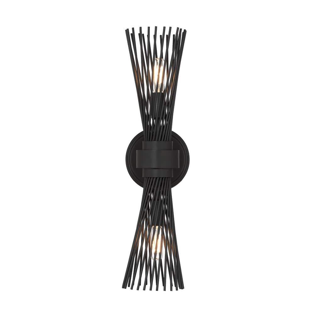 Matte Black 2-Light Dimmable Wall Sconce