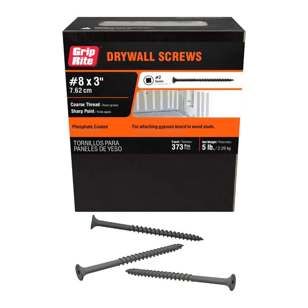 Grip-Rite #8 x 3 in. Square Drive Bugle Head Coarse Thread Drywall