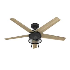 Belvedere 52 in. Indoor/Outdoor Matte Black Ceiling Fan with Light Kit Included