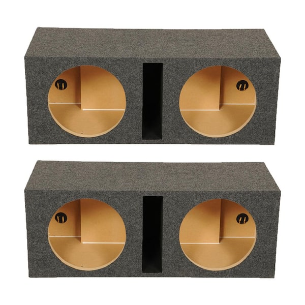 Q-POWER QBASS12 Dual 12 in. Vented Port Subwoofer Sub Box Enclosure (2-Pack)