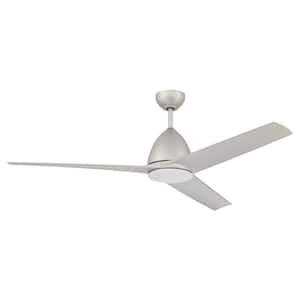 Nitro 54 in. LED Indoor/Outdoor Painted Nickel Dual Mount Finish Ceiling Fan w/Light Kit & Remote/Wall Controls Included