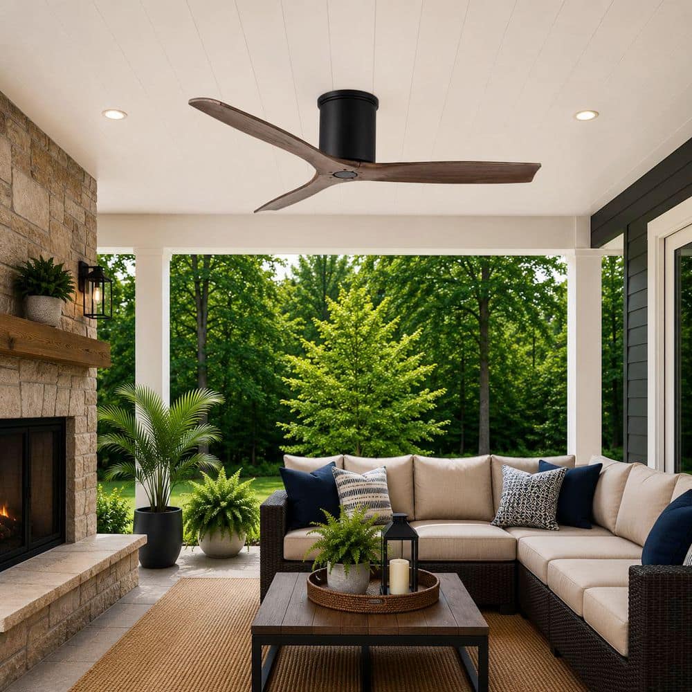 Hampton Bay Sofia Hugger 52 in. Indoor/Covered Outdoor Matte Black