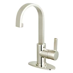 Continental Single-Handle High Arc Single Hole Bathroom Faucet with Push Pop-Up in Polished Nickel