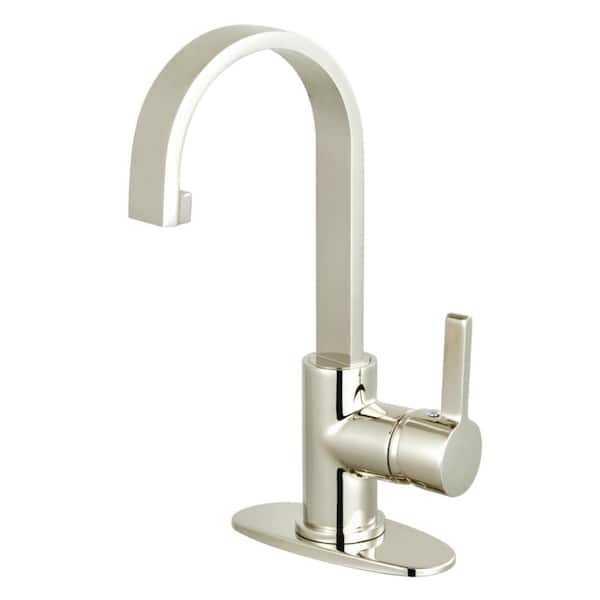 Kingston Brass Continental Single-Handle High Arc Single Hole Bathroom Faucet with Push Pop-Up in Polished Nickel