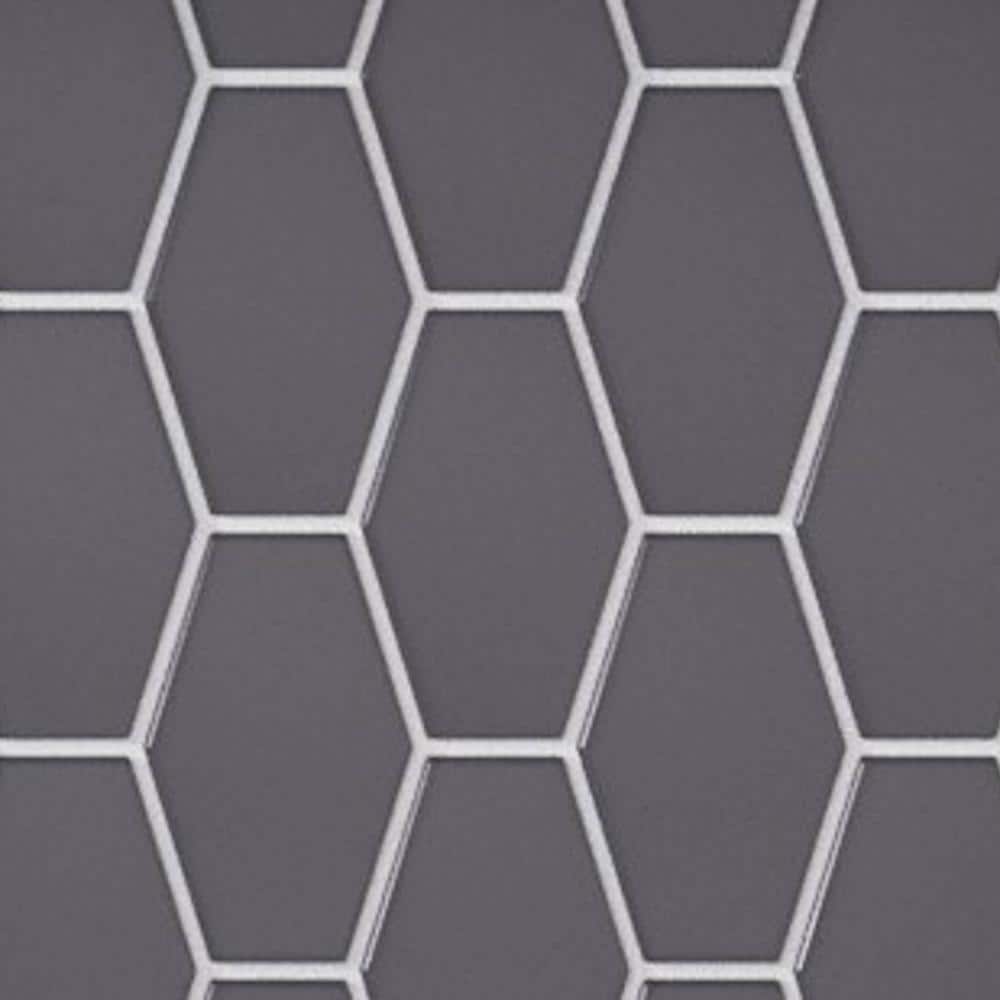 Long Hex 2.83-3in. x3. 5-4in. Carbon Matte Glass Mesh-Mounted Mosaic Tile Sample price history on PriceWatchPro