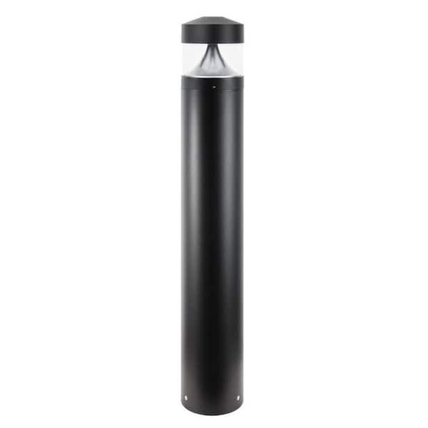 Round 200BC Line-Voltage Black Aluminum 937 Lumen Hardwired Integrated LED Bollard Light 4000K