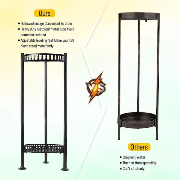 2-Tier Metal Plant Stand Potted Flower Pot Stand, Heavy Duty Iron Planter  Shelves Rack Anti-Rust Kits and Accessories PU5QYG - The Home Depot