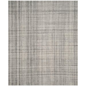 Abstract Gray/Black 10 ft. x 14 ft. Striped Area Rug