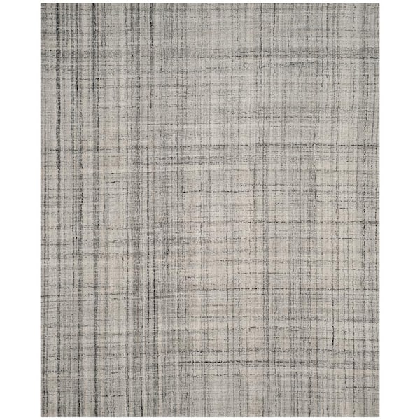 Abstract Gray/Black 11 ft. x 15 ft. Striped Area Rug