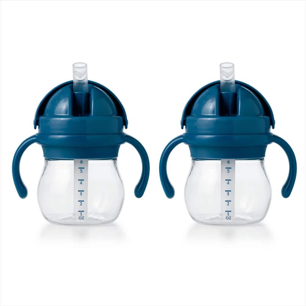 OXO TOT Transitions 6 oz. Navy Straw Cup with Handles (2-Pack) 63144600 -  The Home Depot