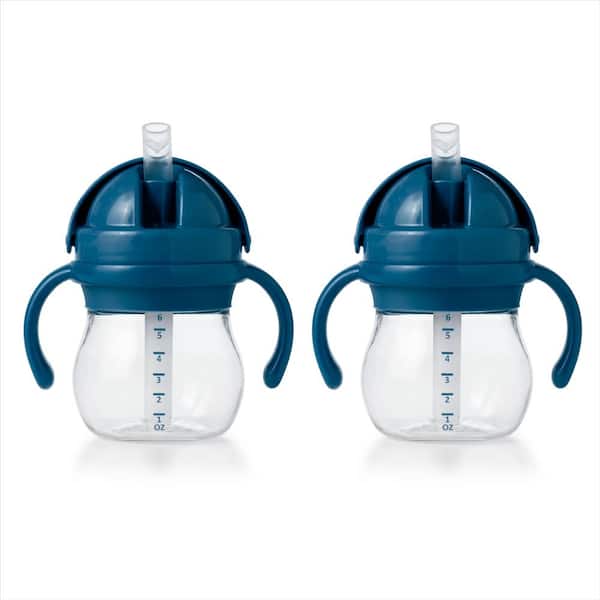 OXO TOT Transitions 6 oz. Navy Straw Cup with Handles (2-Pack
