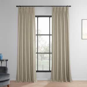 Light Beige Performance Linen Curtains Pleated 25 in. W x 108 in. L Pinch Pleat Hotel Blackout Curtains (Single Panel)